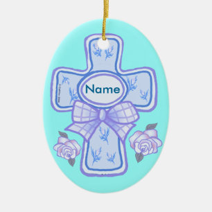 Blue Bow Christian Kor Ornament