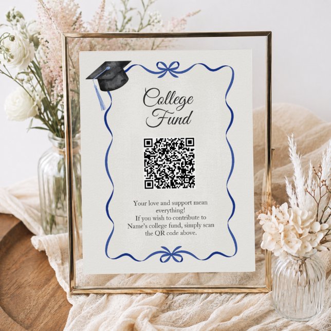 Blue Bow College Fund Examen QR-kod Poster (Skapare uppladdad)