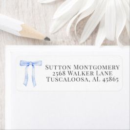 Blue Bow Coquette Adress Returadress Etikett