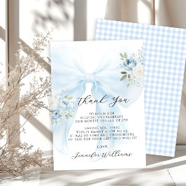 Blue Bow Coquette Baby i Bloom Boy Shower Tack Kort