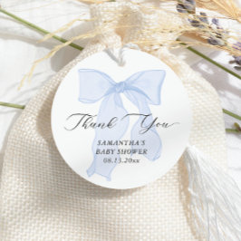 Blue Bow Coquette Baby Shower Gåvor Etiketter
