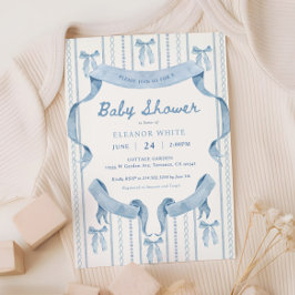 Blue Bow Coquette Blue Boy Shower Inbjudningar