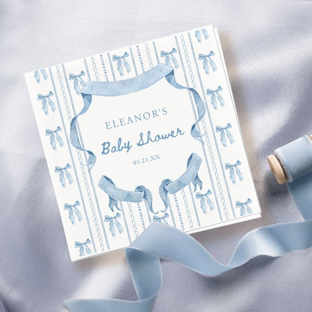 Blue Bow Coquette Blue Boy Shower Pappersservett (Skapare uppladdad)