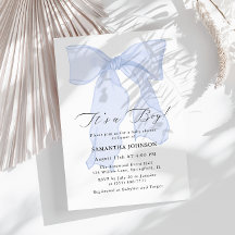 Blue Bow Det är en pojkbabyinbjudan.