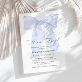 Blue Bow Det är en pojkbabyinbjudan. Inbjudningar