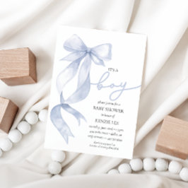 Blue Bow, det är en pojkvän-babyskare Inbjudningar