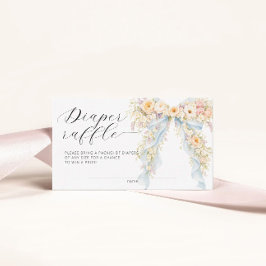 Blue Bow Diaper Raffle Ticket For Baby Shower Tilläggskort
