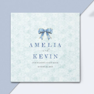 Blue Bow Engagement Invitation – Japanese Style Gästböcker