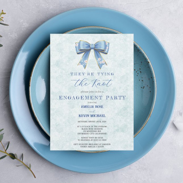 Blue Bow Engagement Invitation – Japanese Style Inbjudningar (Skapare uppladdad)