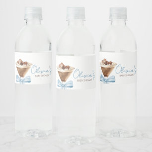 Blue Bow Espresso Martini Baby Shower Vattenflaskor Etikett