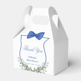 Blue Bow Eucalyptus Vapensköld Baby Shower Tack Presentaskar