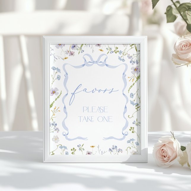 Blue Bow Favors Wildflower Baby shower Poster (Skapare uppladdad)