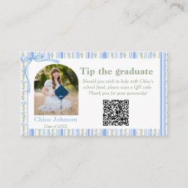 Blue Bow Floral Graduation Enclosure Card Tilläggskort