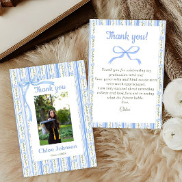 Blue Bow Floral Graduation Tack Kort
