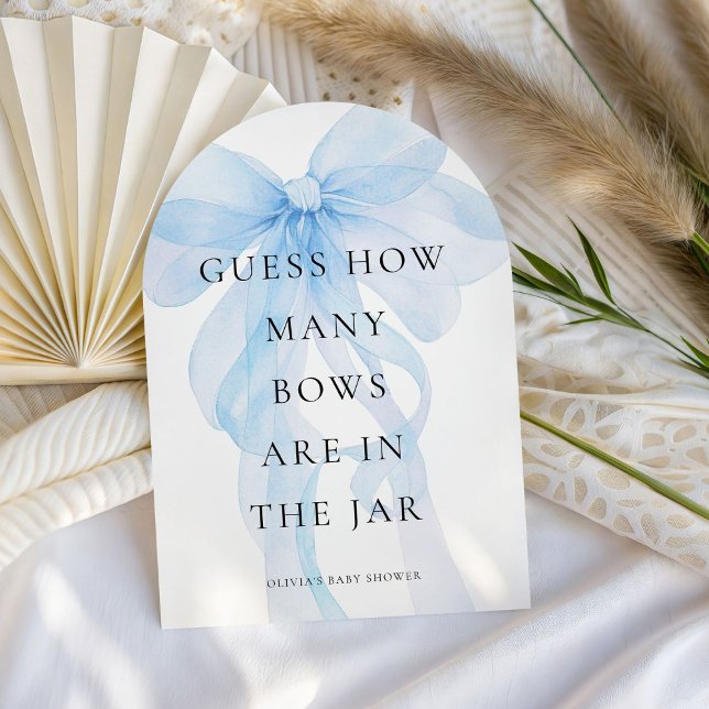 Blue Bow Guess How Many Game Baby Shower card Inbjudningar (Skapare uppladdad)
