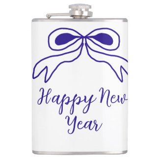 Blue bow happy new year name date simple minimal fickplunta