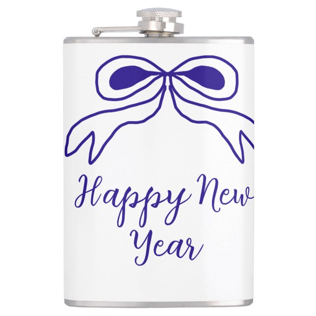 Blue bow happy new year name date simple minimal  fickplunta (Framsidan)