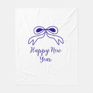 Blue bow happy new year name date simple minimal fleecefilt