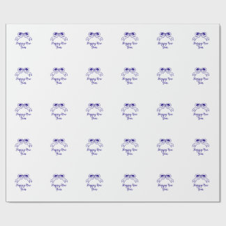 Blue bow happy new year name date simple minimal presentpapper