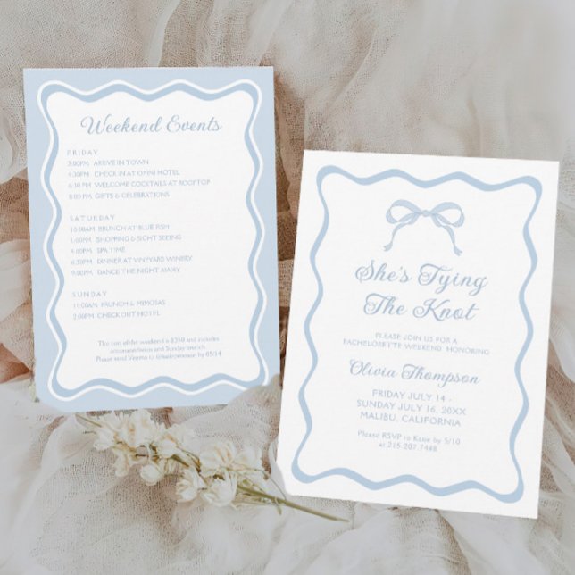 Blue Bow Hon Gifter sig Bachelorette Party Inbjudningar (Skapare uppladdad)