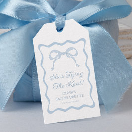 Blue Bow Hon Gifter sig Bachelorette Party Presentetikett