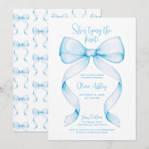 Blue Bow Hon Gifter sig Möhippa Inbjudningar