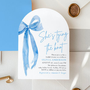 Blue Bow Hon Gifter sig Möhippa Inbjudningar