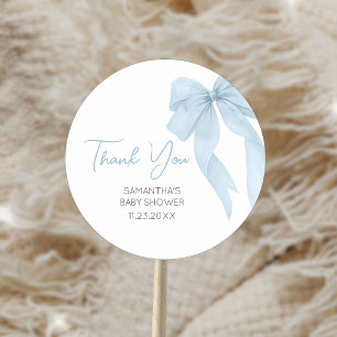 Blue Bow its a Boy Baby Shower Runt Klistermärke