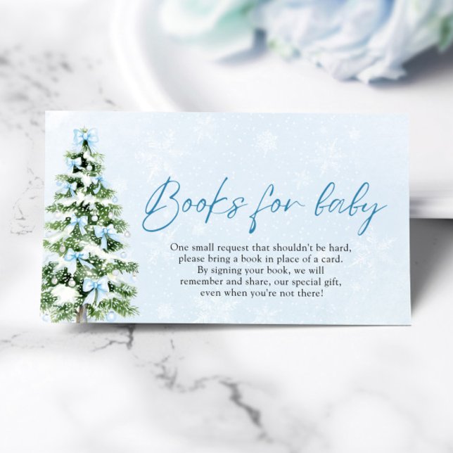 Blue Bow Julgran Bokar för Baby Baby Shower Tilläggskort (Blue Bow Christmas Tree Books for Baby Baby Shower Game)