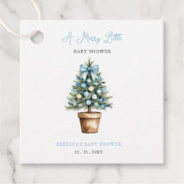 Blue Bow Julgran Merry Little Baby Shower Gåvor Etiketter