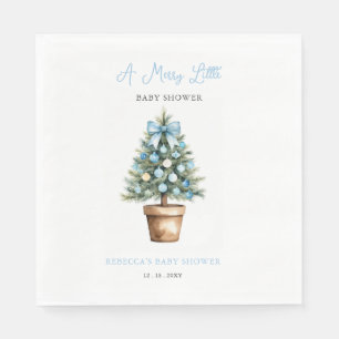 Blue Bow Julgran Merry Little Baby Shower Pappersservett