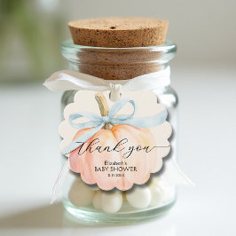 Blue Bow Little Pumpkin Baby Shower Gåvor Etiketter