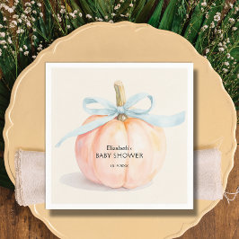 Blue Bow Little Pumpkin Baby Shower Pappersservett