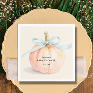 Blue Bow Little Pumpkin Baby Shower Pappersservett