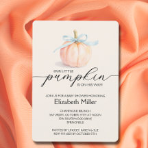 Blue Bow Little Pumpkin Boy Shower