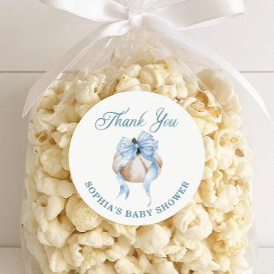 Blue Bow Little Pumpkin Boy Shower Stickers Runt Klistermärke
