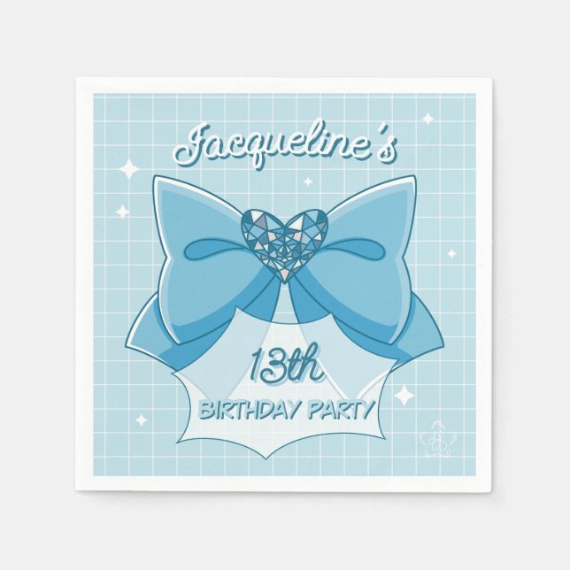 Blue Bow Magical Girl Birthday Pappersservett (Framsidan)