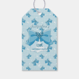 Blue Bow Magical Girl Birthday Presentetikett