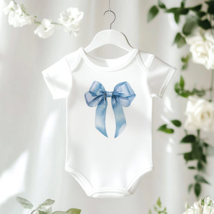 Blue Bow minimalistisk söt babydusch T Shirt