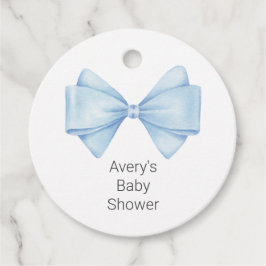 Blue Bow Modern Boy Baby Shower Gåvor Etiketter