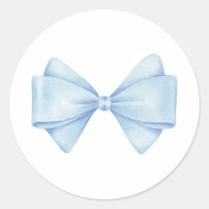 Blue Bow Modern Boy Baby Shower Runt Klistermärke