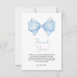 Blue Bow Modern Boy Baby Shower Tack Kort