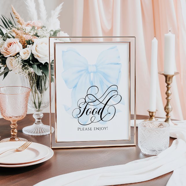Blue Bow Modern Elegant Baby Shower Food Poster (Skapare uppladdad)