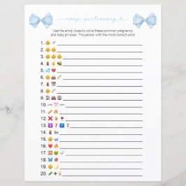 Blue Bow Modern Emoji Baby Shower Game