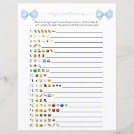 Blue Bow Modern Emoji Bokar Baby Shower Game