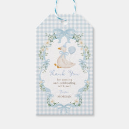 Blue Bow One Silly Goose Birthday Thank You Presentetikett