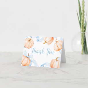 Blue Bow Pumpkin Baby Shower Tack Kort