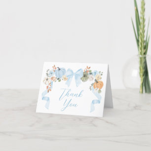 Blue Bow Pumpkin Baby Shower Tack Kort