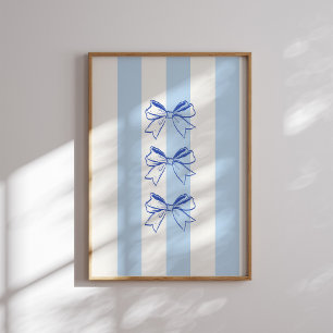 Blue Bow Rand Mönster Poster