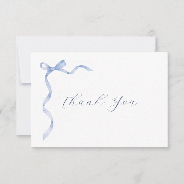 Blue Bow Ribbon Baby Shower Tack Kort (Framsida)